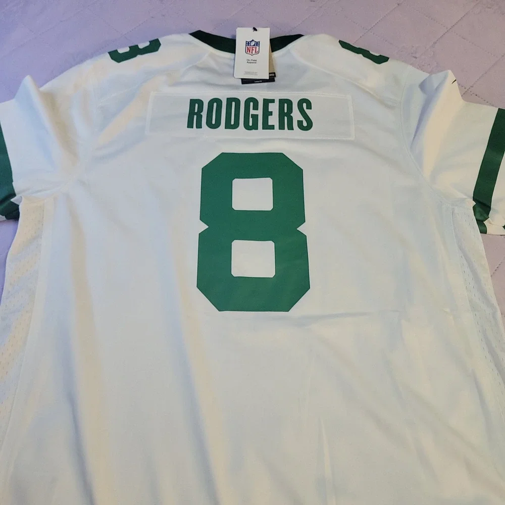 Nike NFL New York Jets Aaron Rodgers 8 Jersey Mens XL White Green DX9443-104